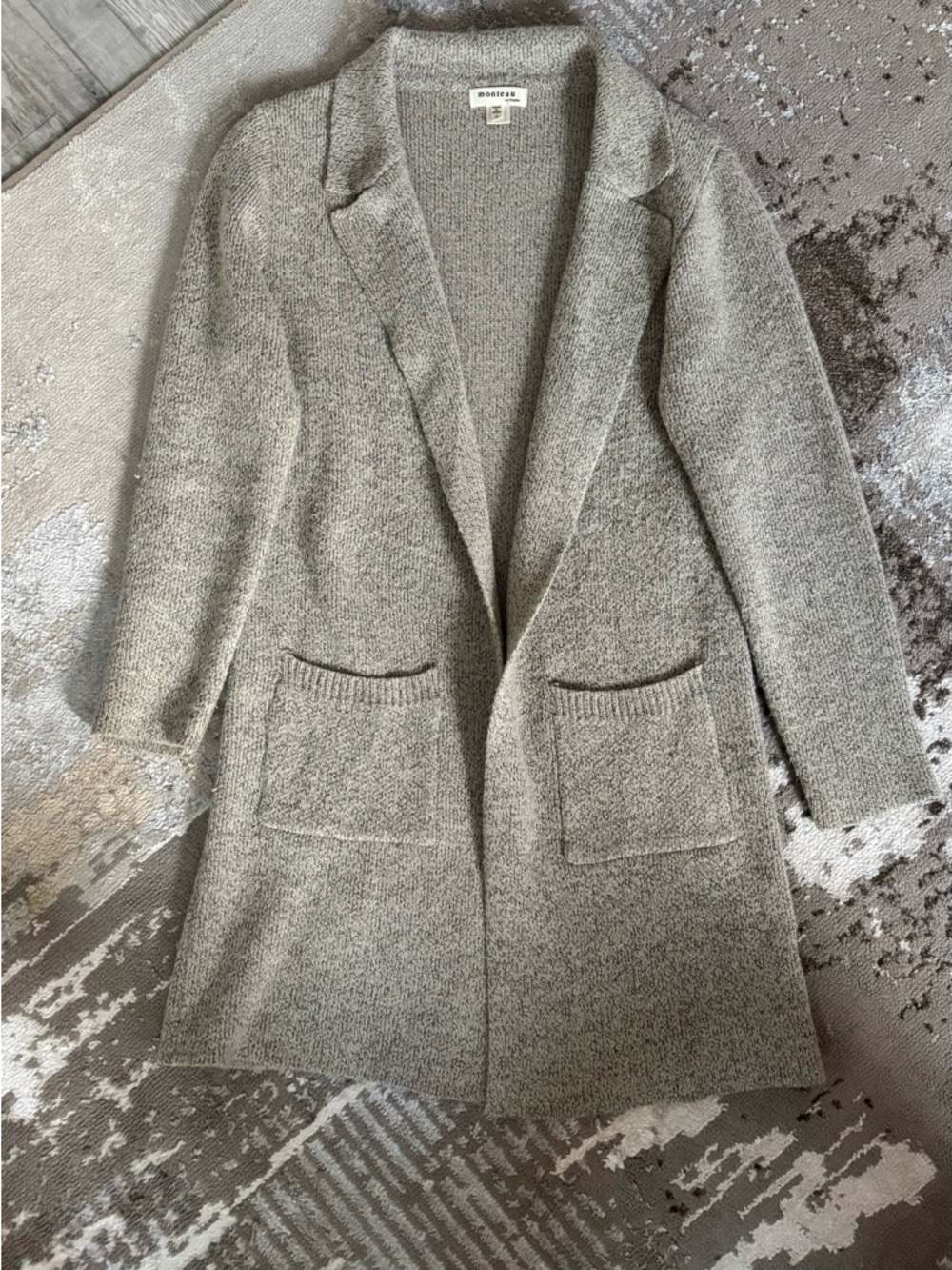 Monteau Gray Knit Long Blazer Cardigan